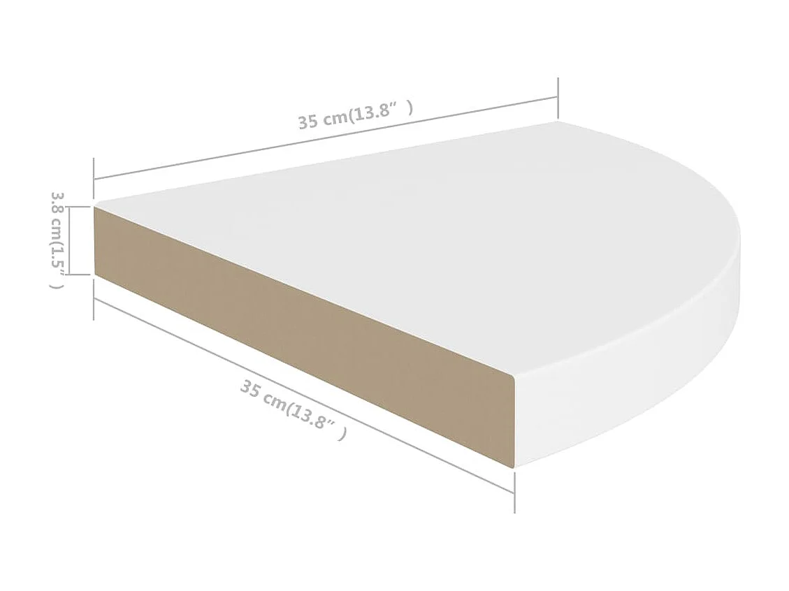 Mensole angolari sospese 2 pezzi Bianco 35x35x3,8 cm MDF