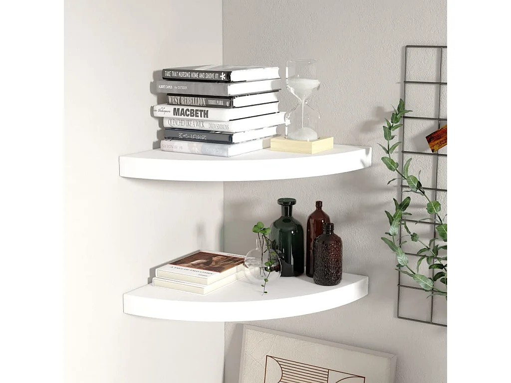 Étagères d'angle flottantes 2 pcs blanc 35x35x3,8 cm MDF