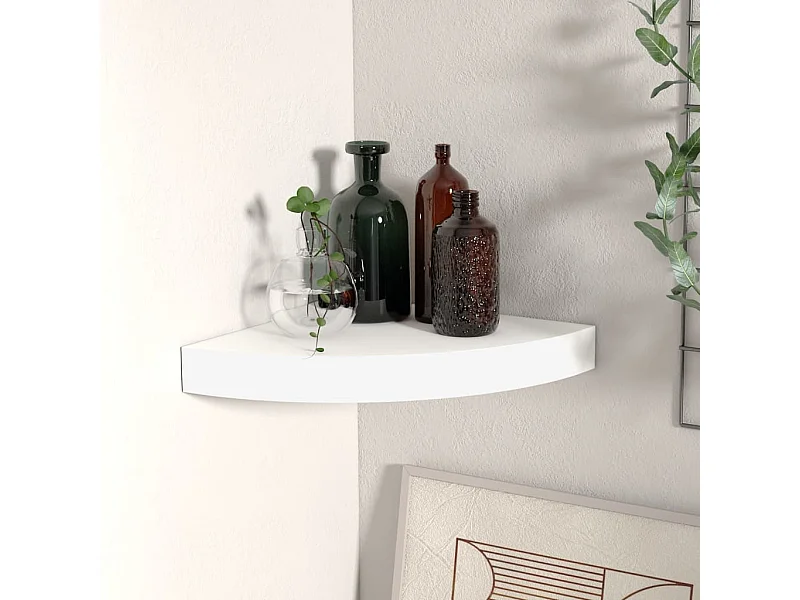 Witte zwevende hoekplank 25x25x3,8 cm MDF