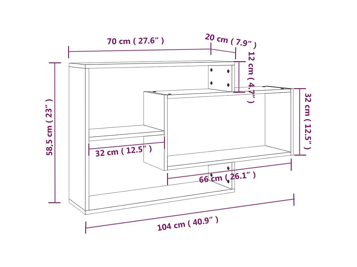Étagère murale Chêne marron 104x20x58,5 cm Bois d'ingénierie