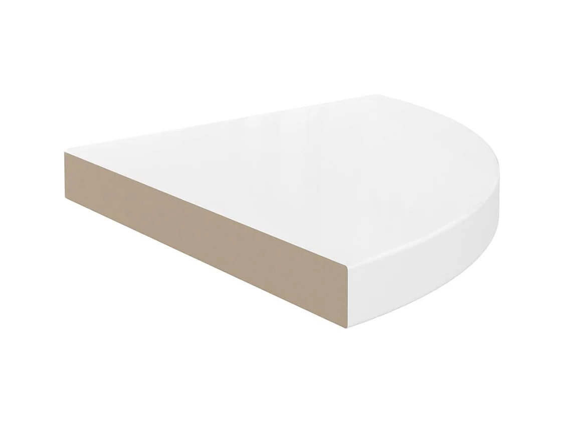 Mensole angolari sospese 2 pezzi Bianco lucido 35x35x3,8 cm MDF