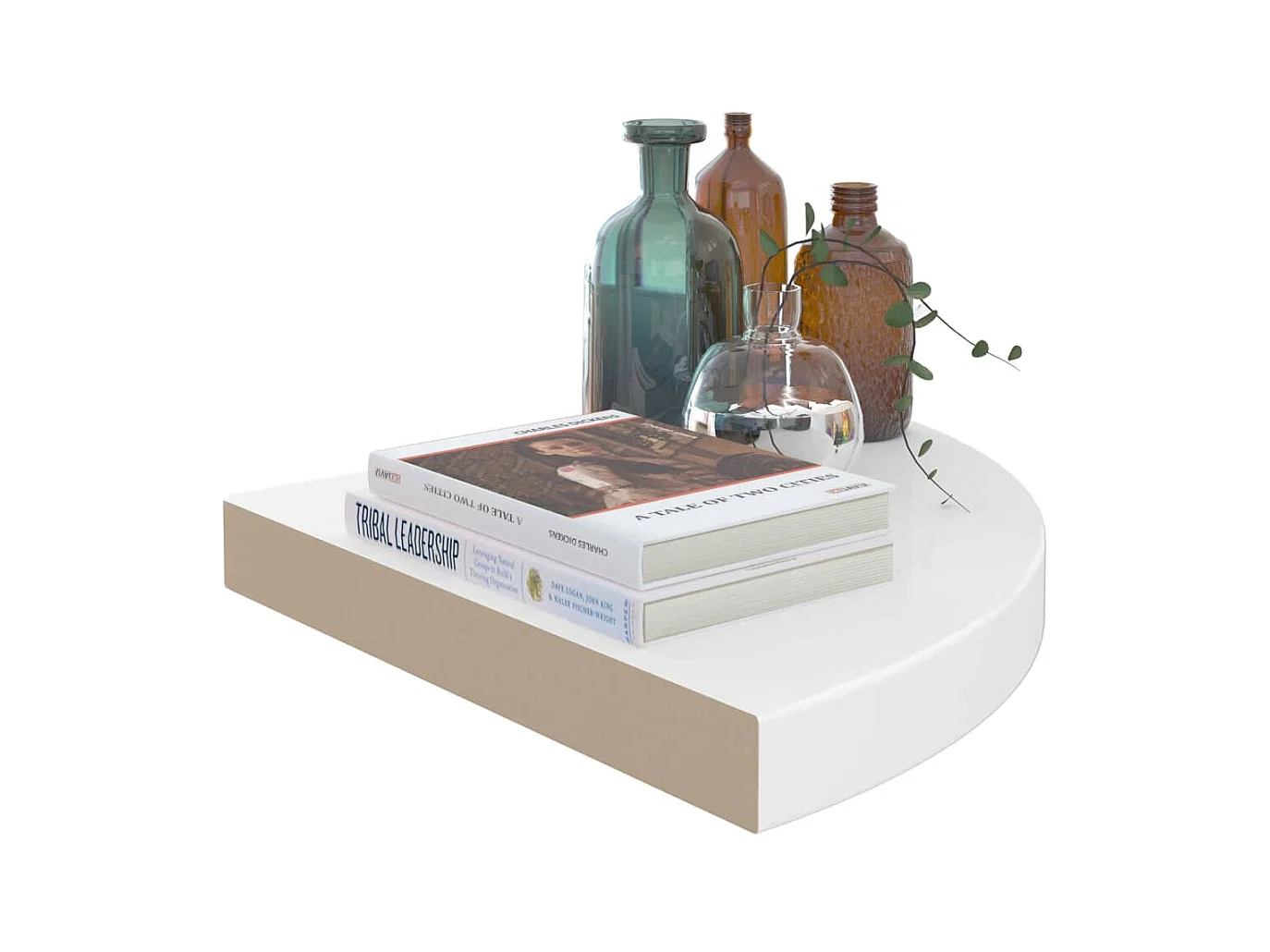 Mensole angolari sospese 2 pezzi Bianco lucido 35x35x3,8 cm MDF