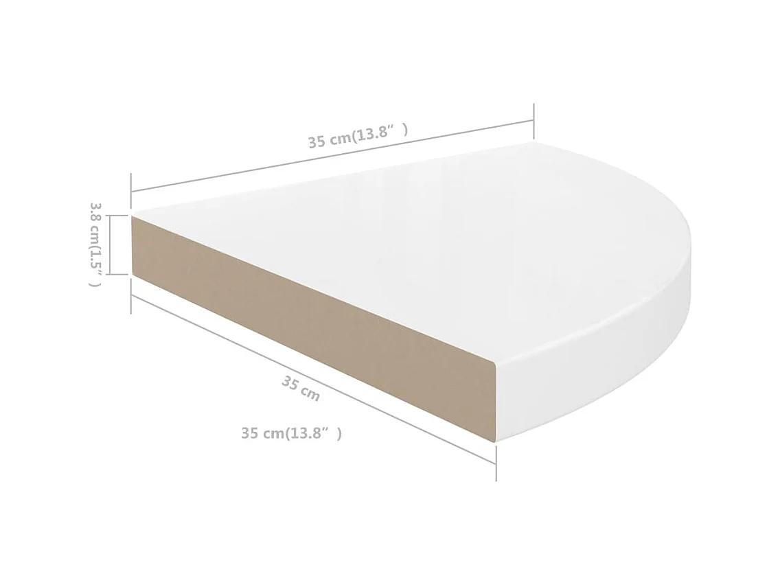Mensole angolari sospese 2 pezzi Bianco lucido 35x35x3,8 cm MDF