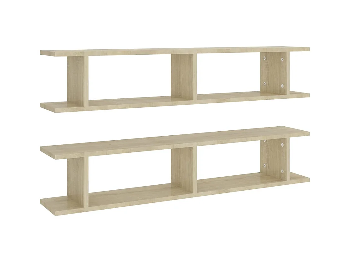 Wandplanken 2 stuks Sonoma eiken 105x18x20cm bewerkt hout