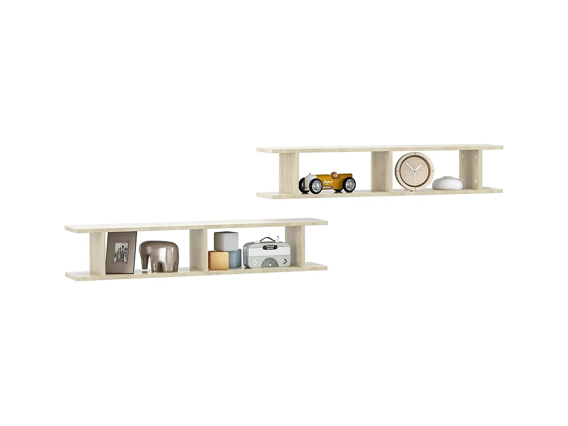 Wandplanken 2 stuks Sonoma eiken 105x18x20cm bewerkt hout