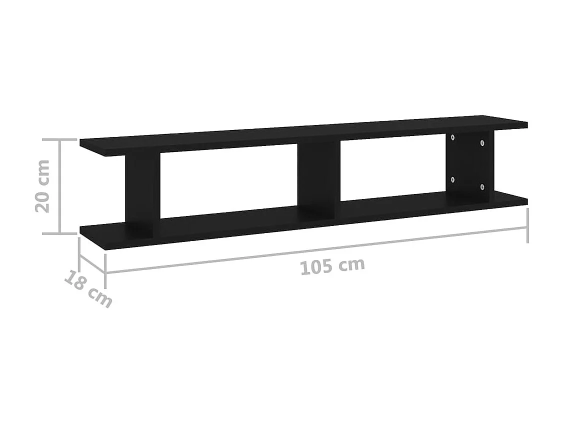 Étagères murales 2 pcs Noir 105x18x20 cm bois d'ingénierie