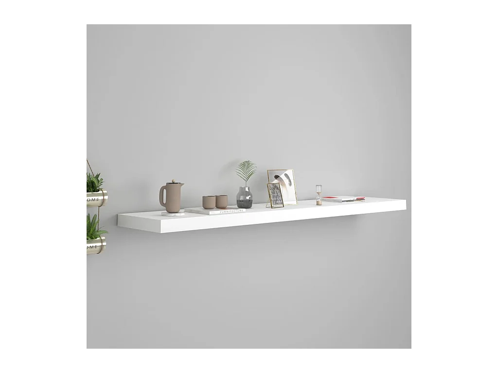 Mensola da parete sospesa bianca 120x23,5x3,8 cm MDF