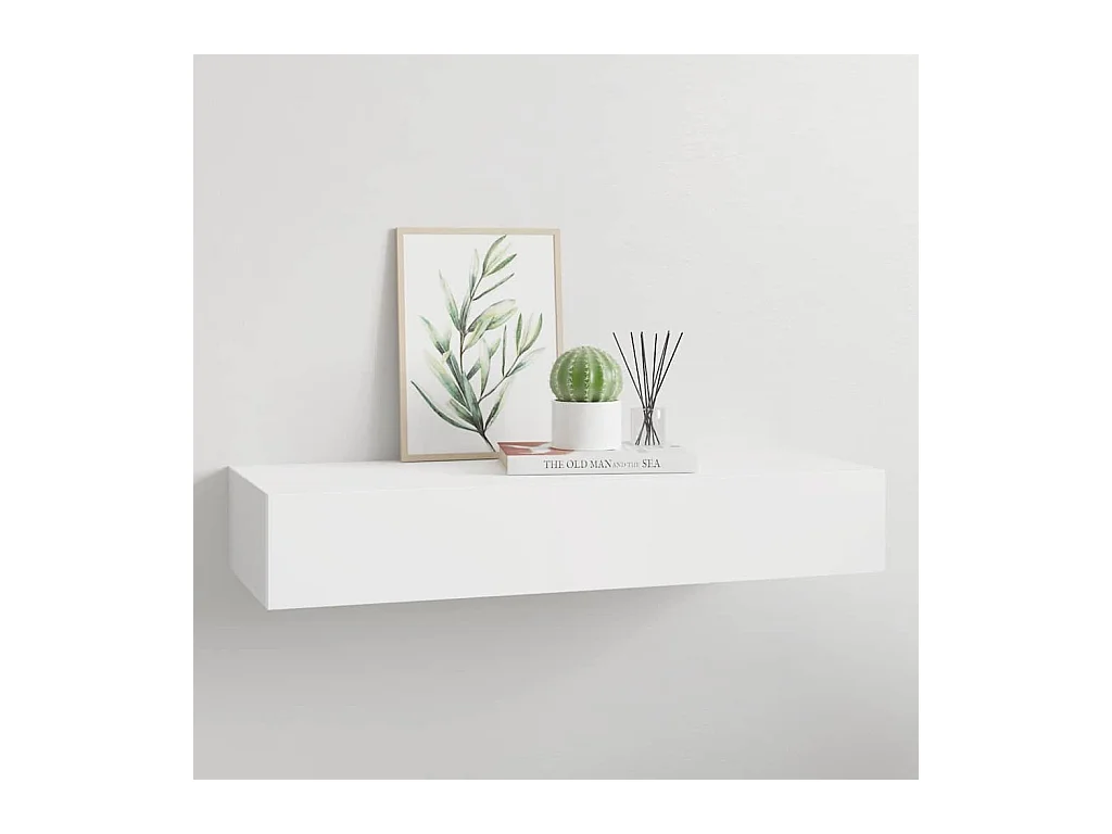 Mensola a cassetto da parete Bianco 60x23,5x10 cm MDF