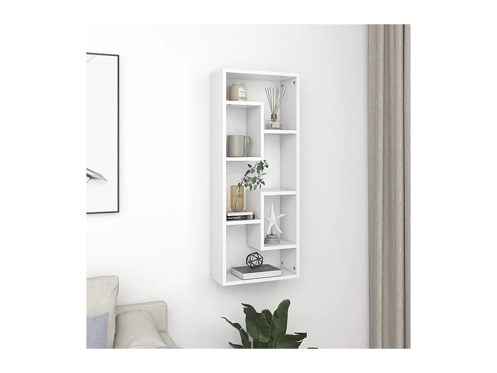 Weißes Wandregal 36x16x90 cm Holzwerkstoff