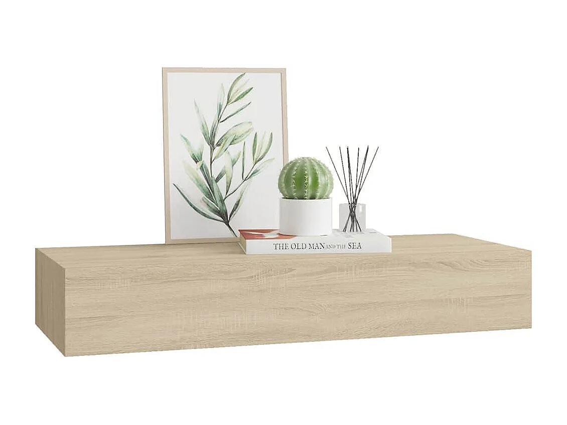 Étagère à tiroir murale chêne 60x23,5x10 cm MDF