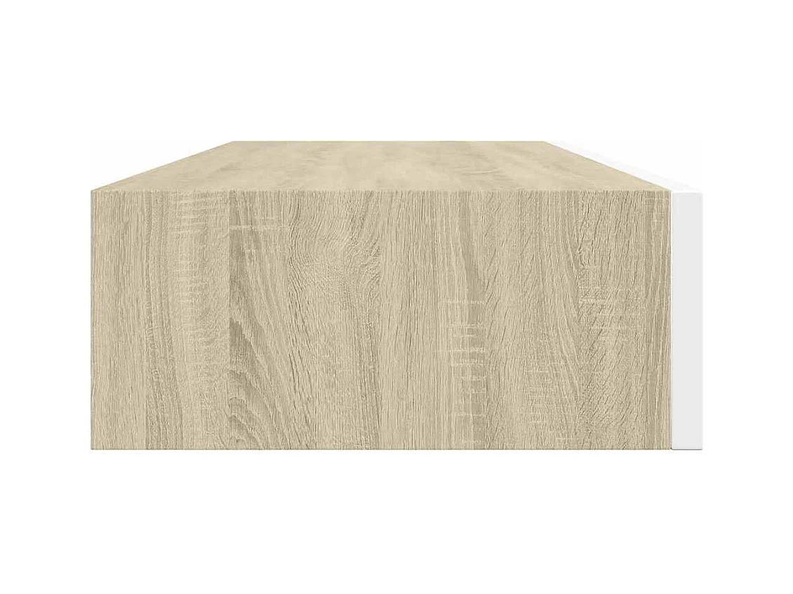 Étagère à tiroir murale chêne et blanc 60x23,5x10 cm MDF