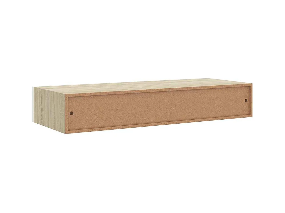 Étagère à tiroir murale chêne et blanc 60x23,5x10 cm MDF
