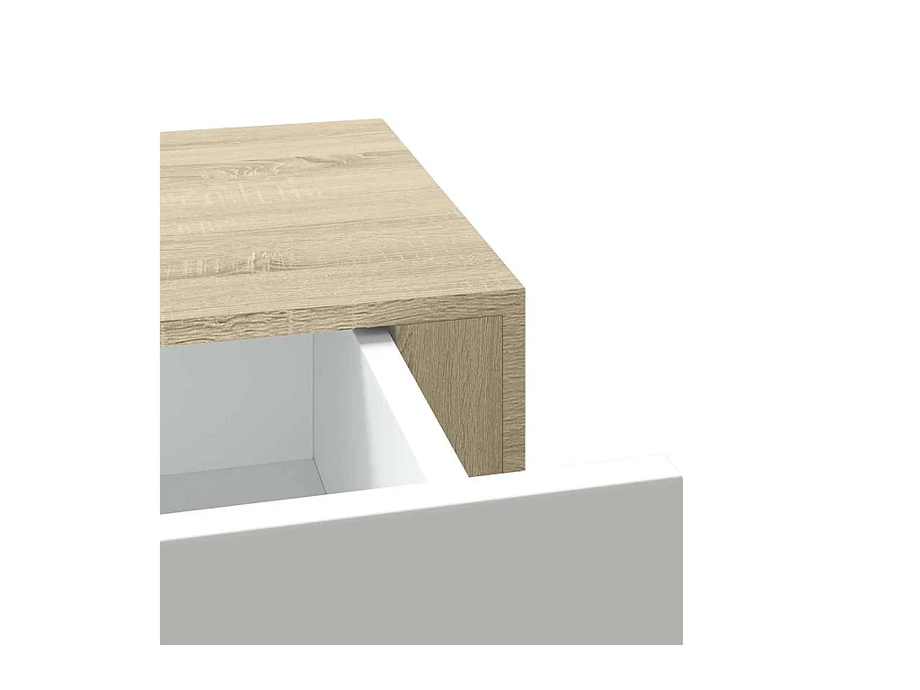 Étagère à tiroir murale chêne et blanc 60x23,5x10 cm MDF
