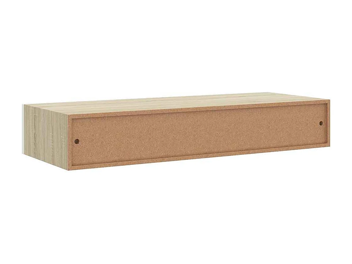 Étagère à tiroir murale chêne et blanc 60x23,5x10 cm MDF