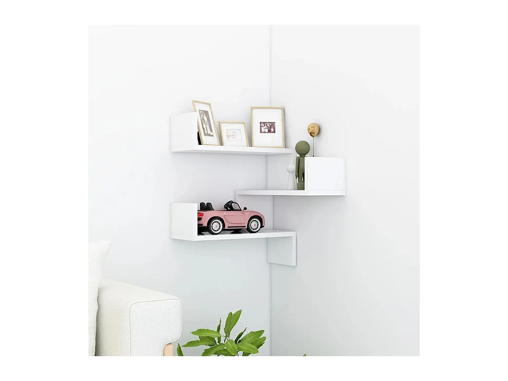 Mensola angolare a parete Bianco 40x40x50 cm in legno ingegnerizzato