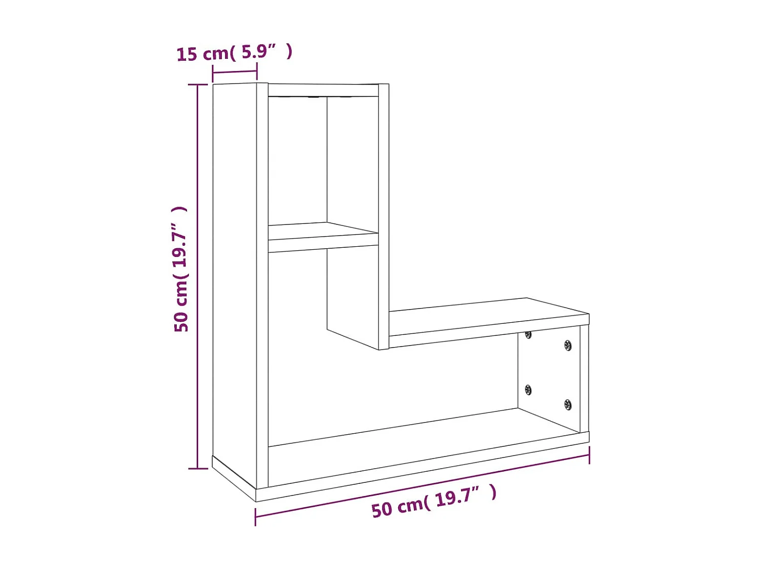Mensole da parete 2 pz Rovere affumicato 50x15x50 cm Legno composito