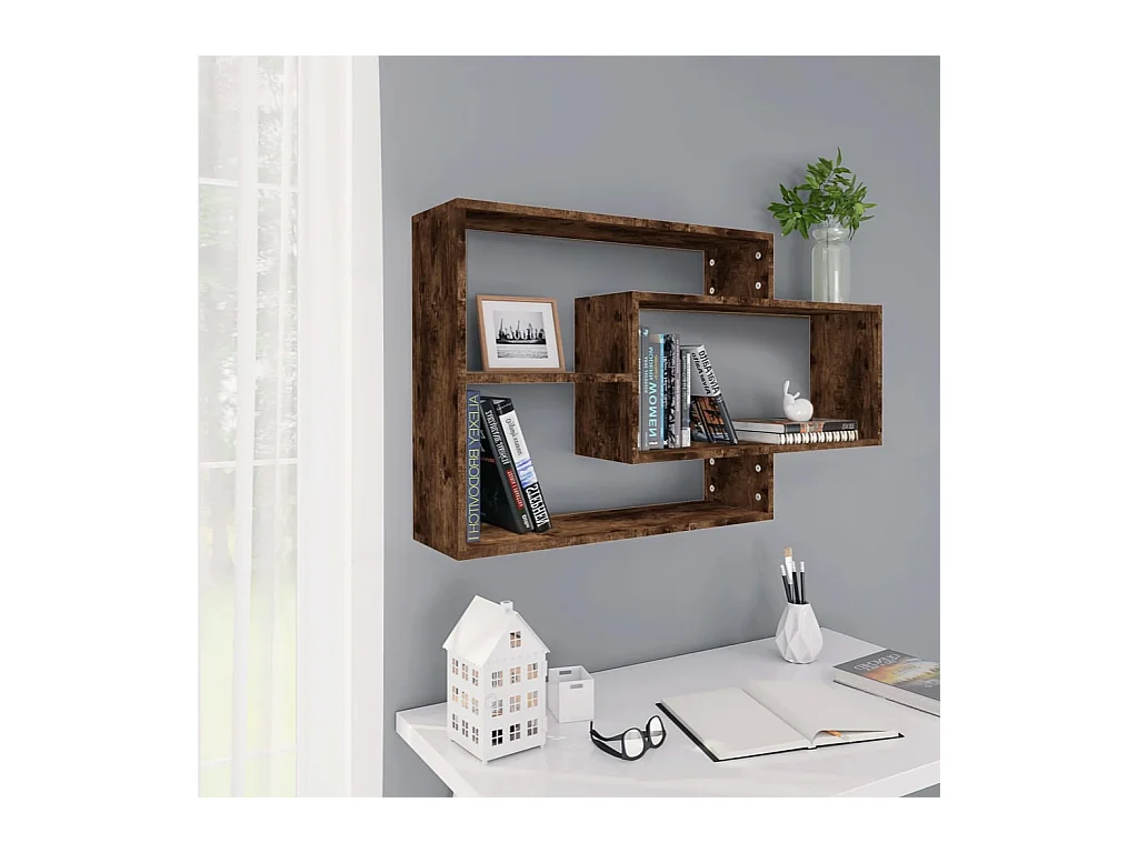 Mensola da parete in rovere affumicato 104x20x58,5 cm in legno ingegnerizzato