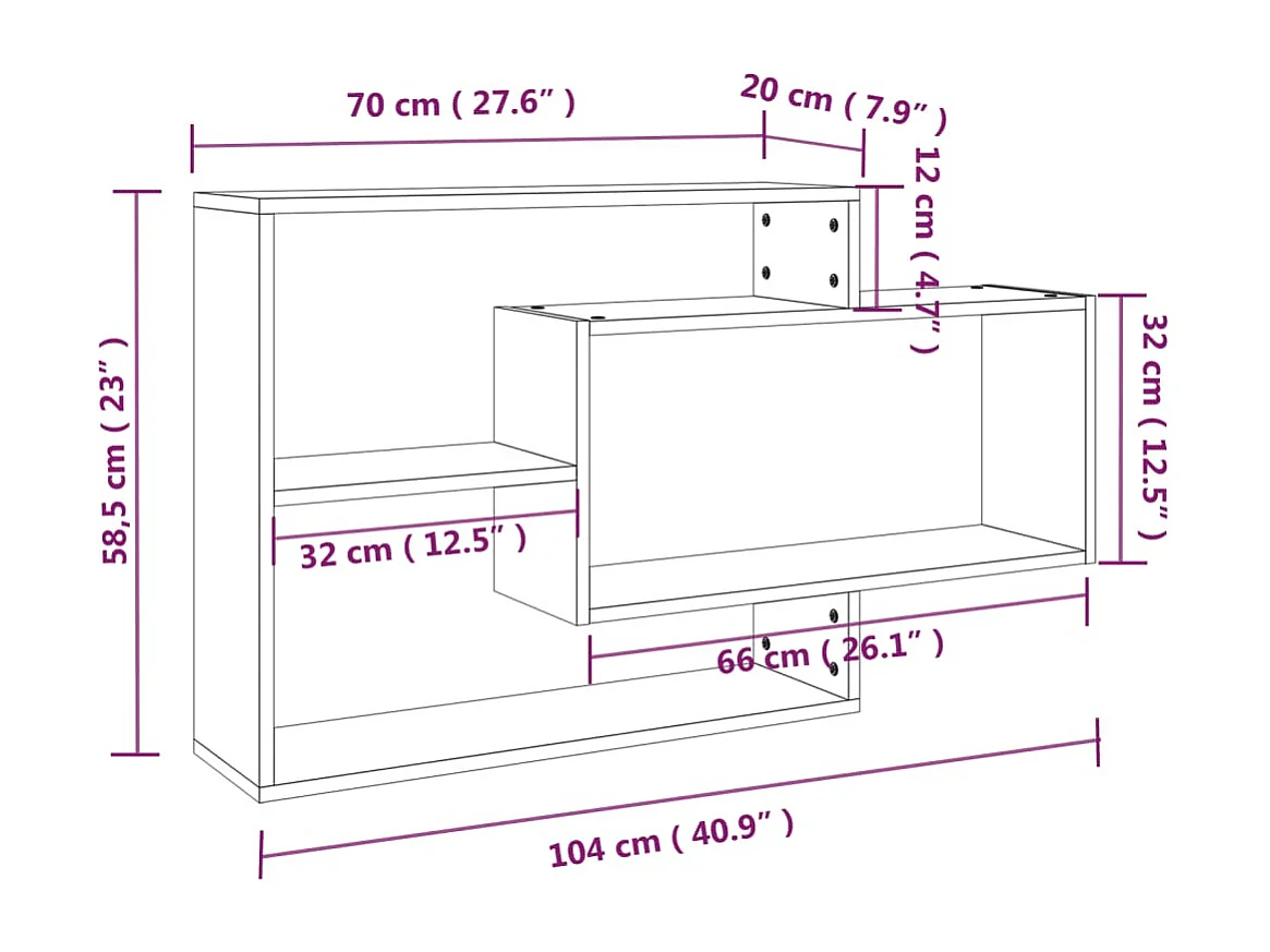 Étagère murale chêne fumé 104x20x58,5 cm bois d'ingénierie