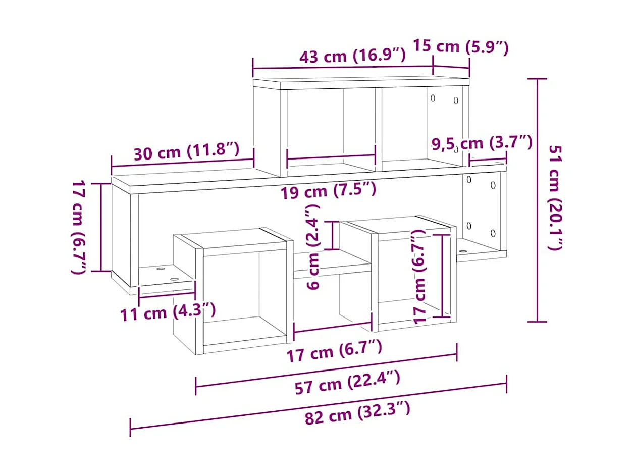 Étagère murale forme d'auto Blanc 82x15x51 cm Bois d’ingénierie