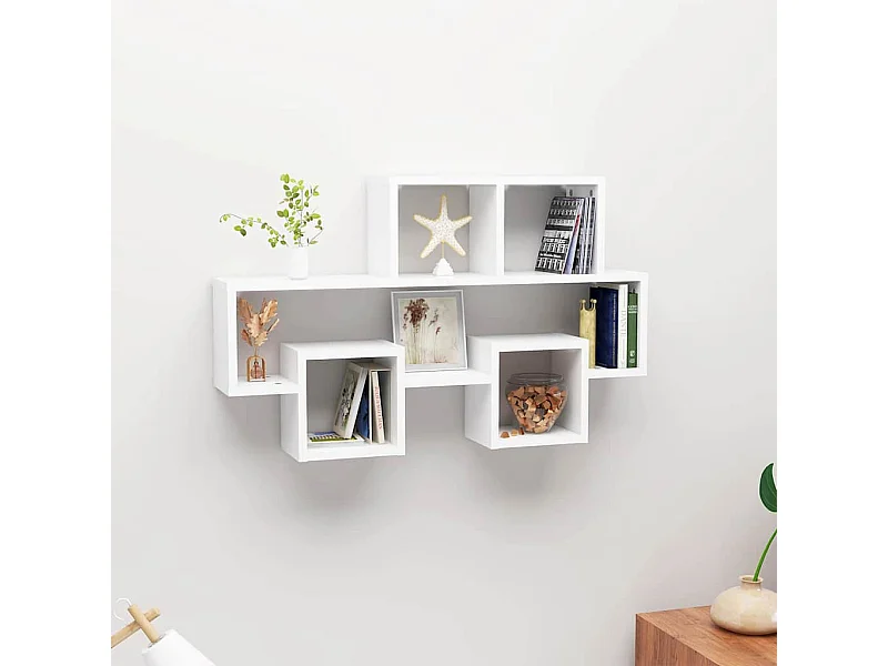 Étagère murale forme d'auto Blanc 82x15x51 cm Bois d’ingénierie