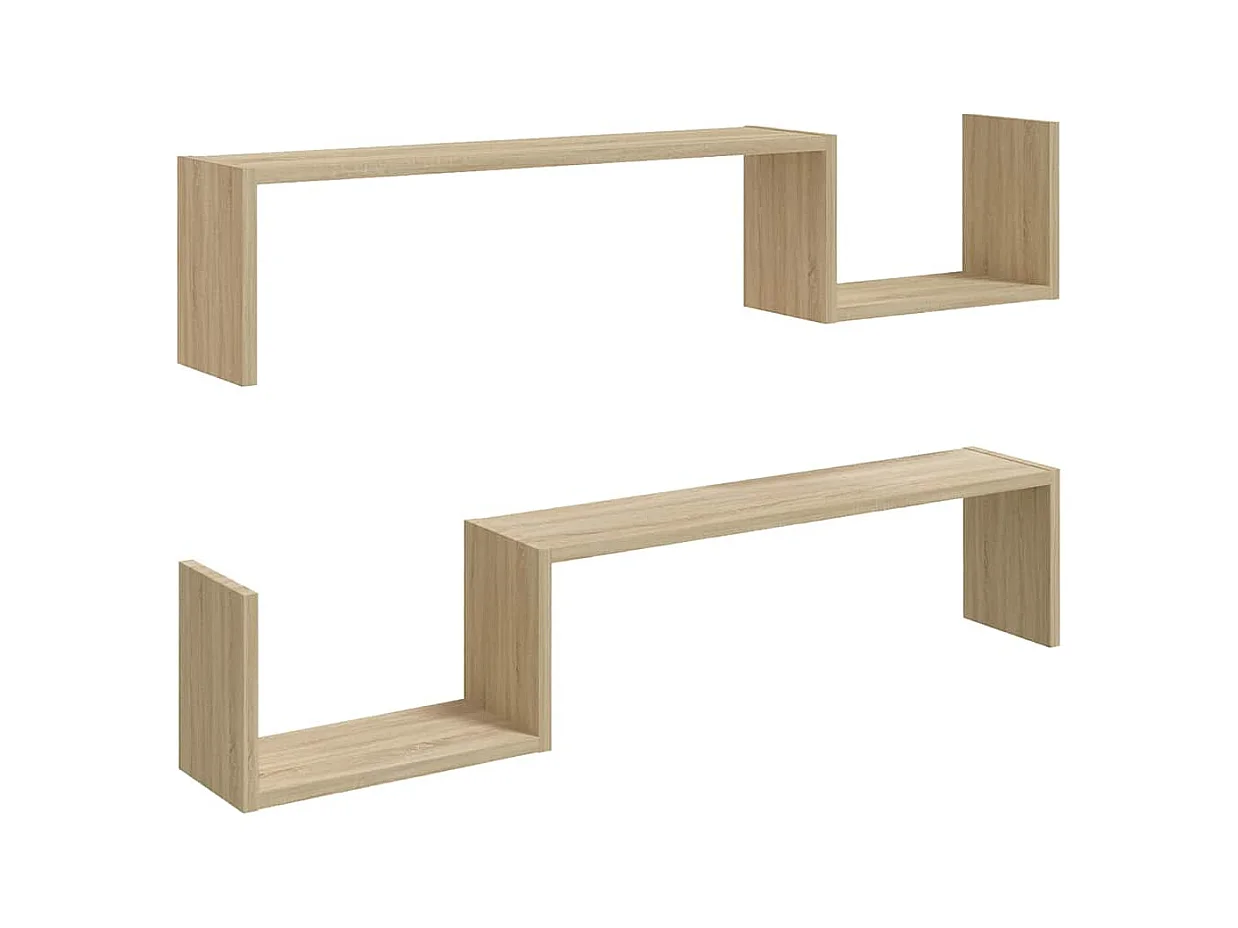 Mensole da parete 2 pezzi in rovere Sonoma 100x15x20cm in legno ingegnerizzato