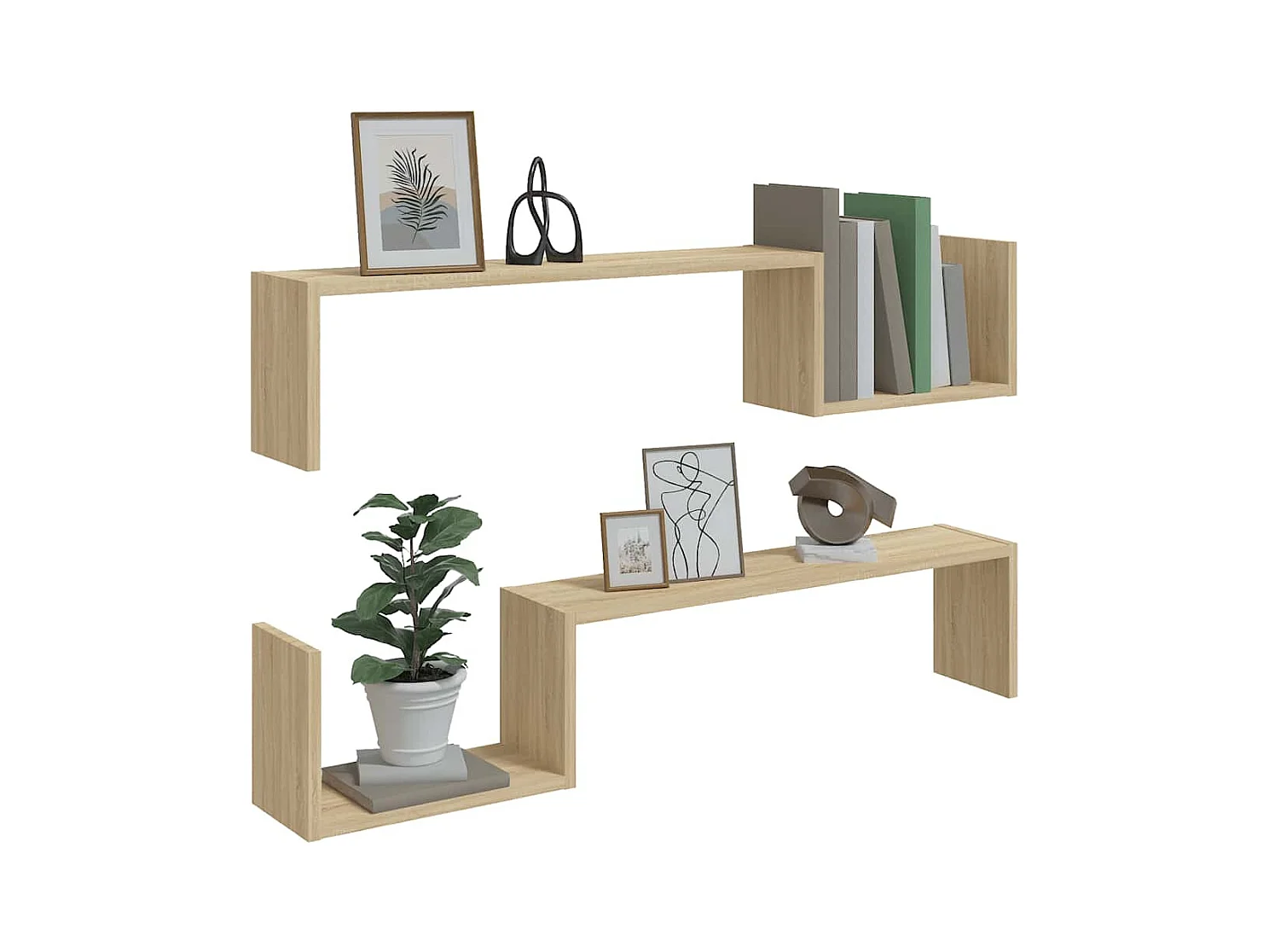 Mensole da parete 2 pezzi in rovere Sonoma 100x15x20cm in legno ingegnerizzato