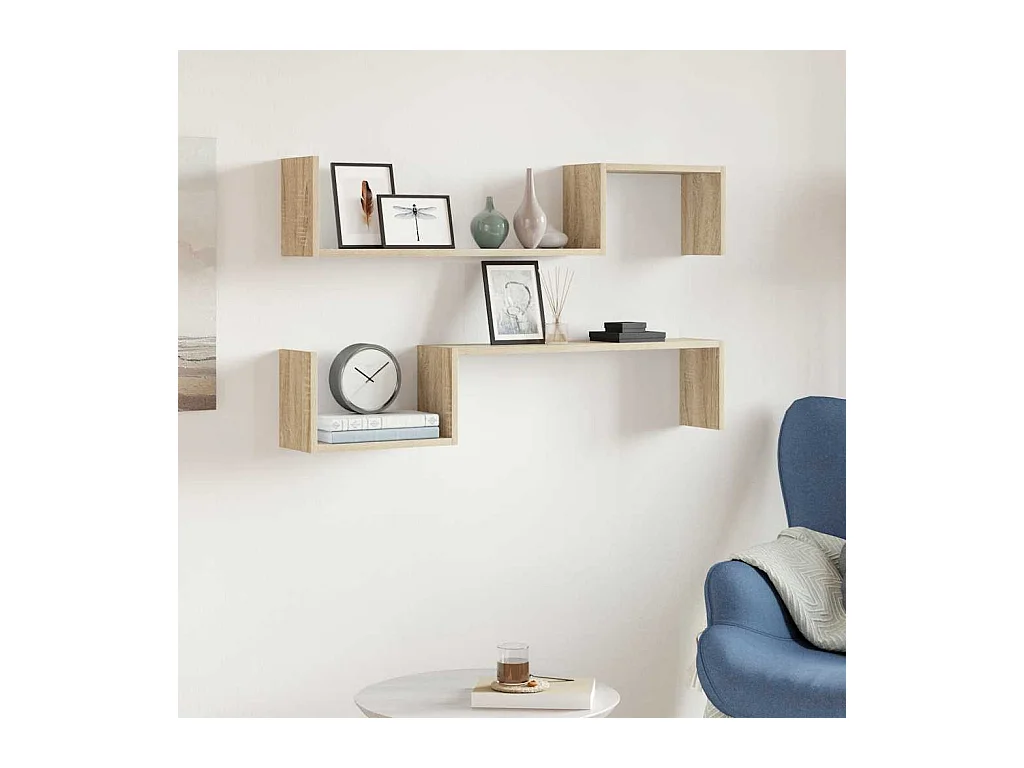 Étagères murales 2 pcs chêne sonoma 100x15x20cm bois ingénierie