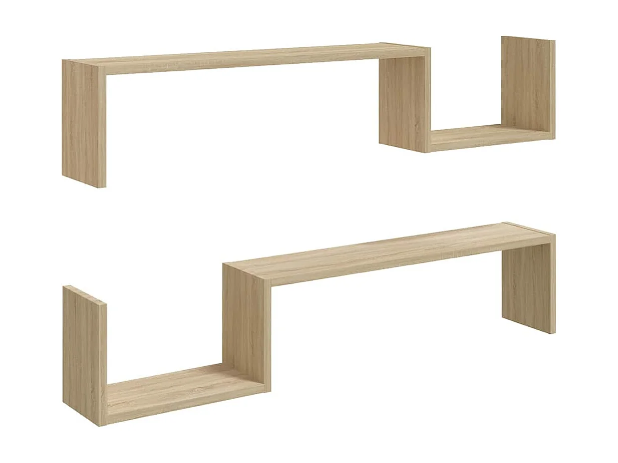 Étagères murales 2 pcs chêne sonoma 100x15x20cm bois ingénierie