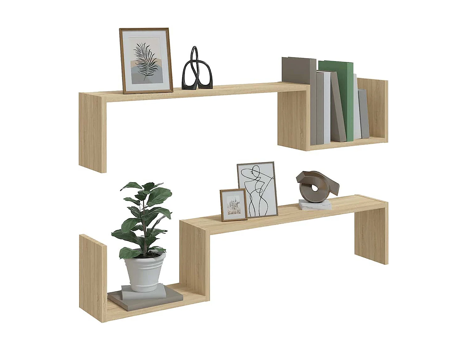 Étagères murales 2 pcs chêne sonoma 100x15x20cm bois ingénierie