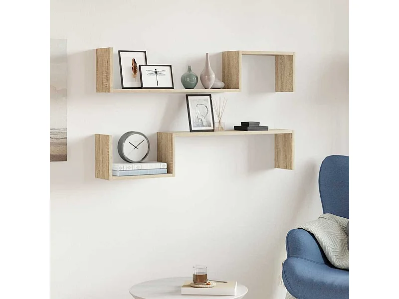 Étagères murales 2 pcs chêne sonoma 100x15x20cm bois ingénierie