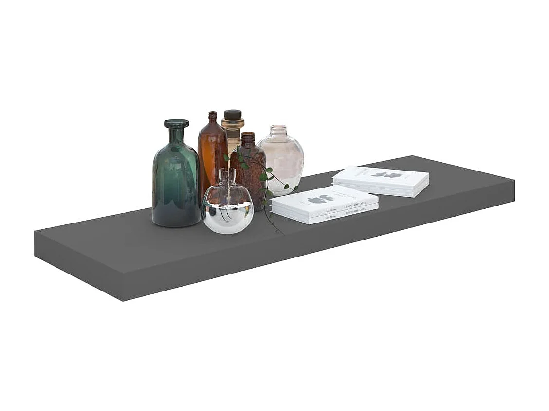 Étagère murale flottante Gris brillant 80x23,5x3,8 cm MDF