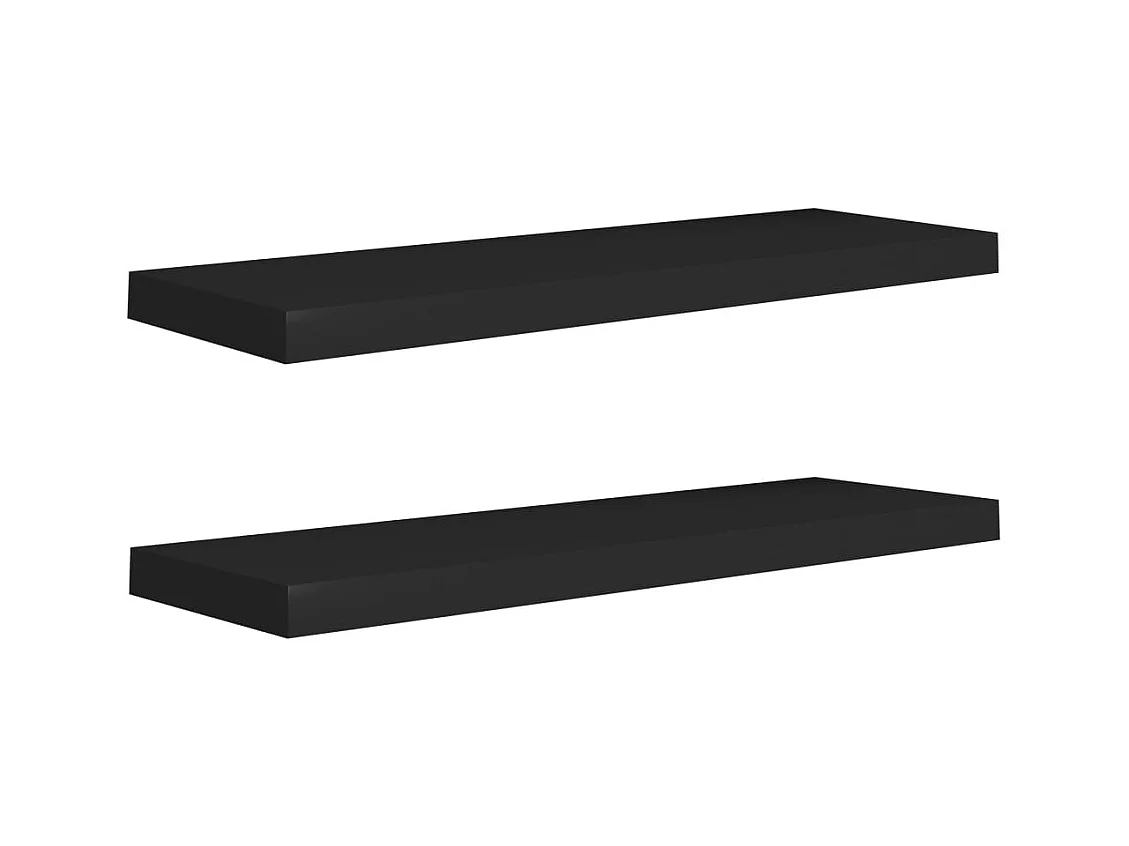 Mensole da parete sospese 2 pezzi nere 80x23,5x3,8 cm MDF