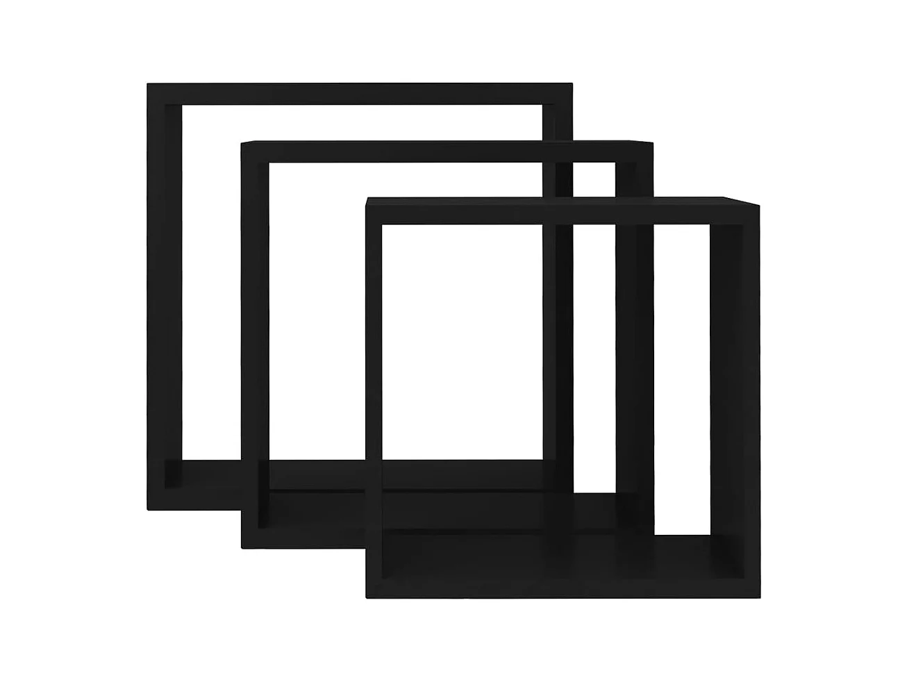 Étagères murales sous forme de cube 3 pcs Noir MDF