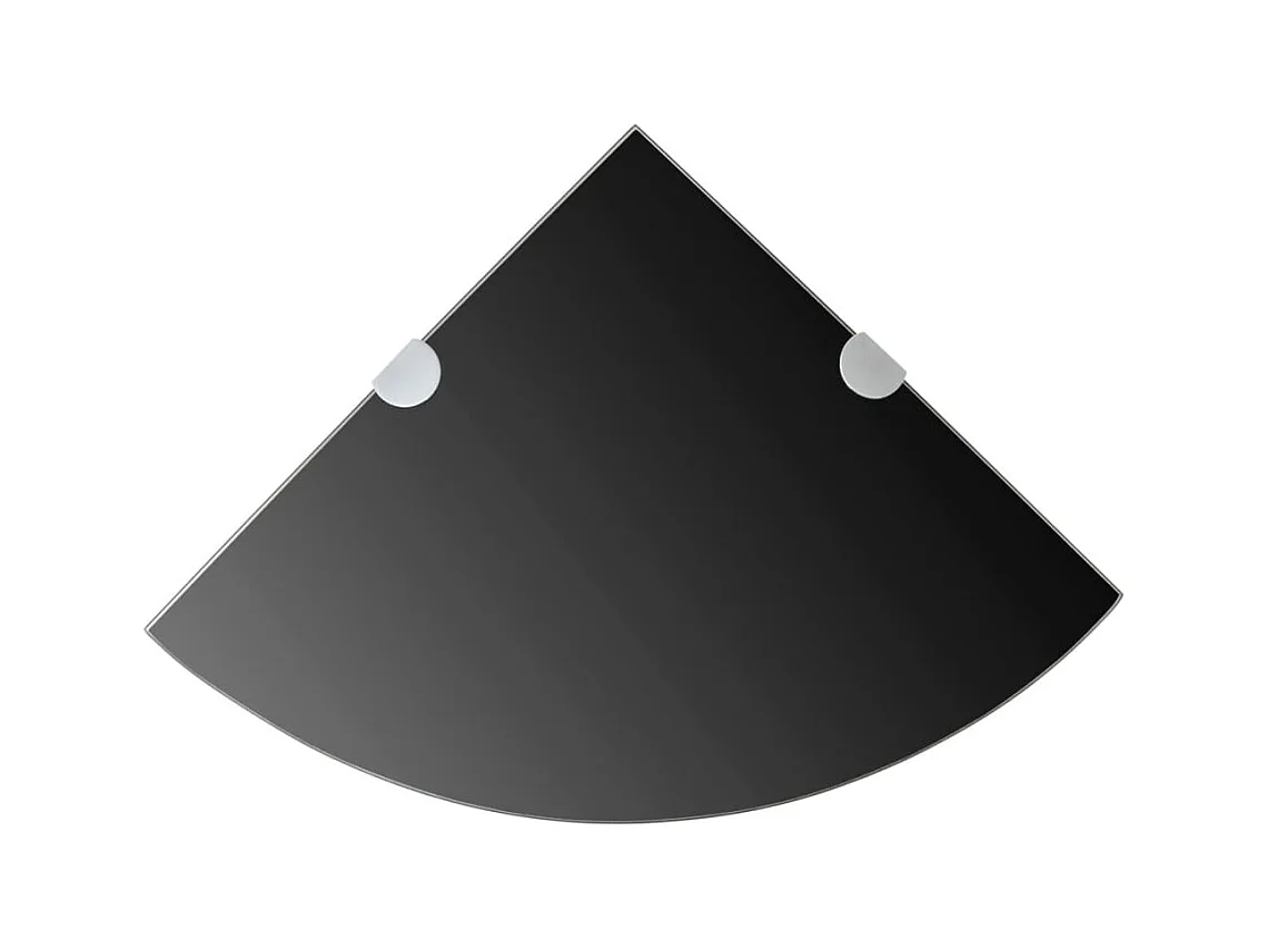 Hoekplank met chromen beugels Zwart glas 25 x 25 cm