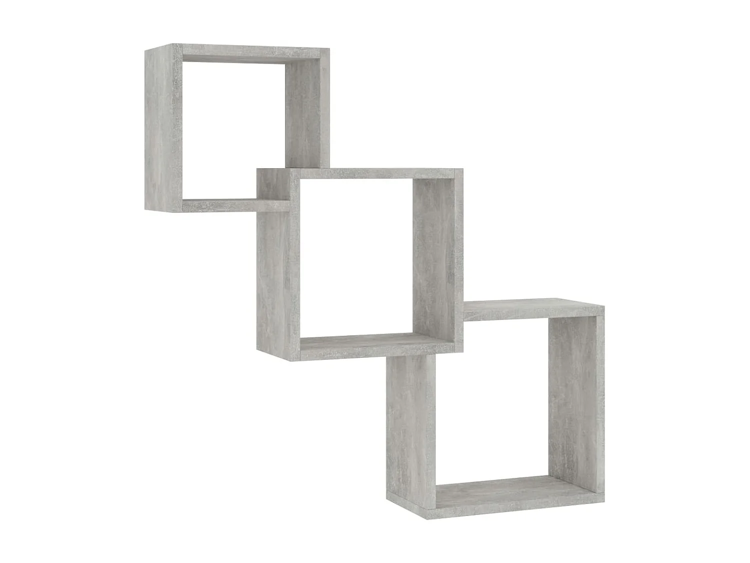 Betongrijze kubusvormige wandplanken 68x15x68cm bewerkt hout