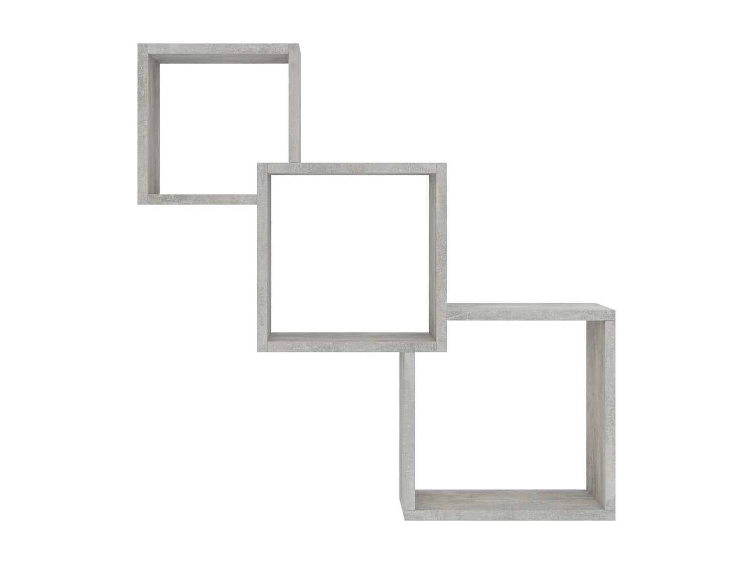 Betongrijze kubusvormige wandplanken 68x15x68cm bewerkt hout