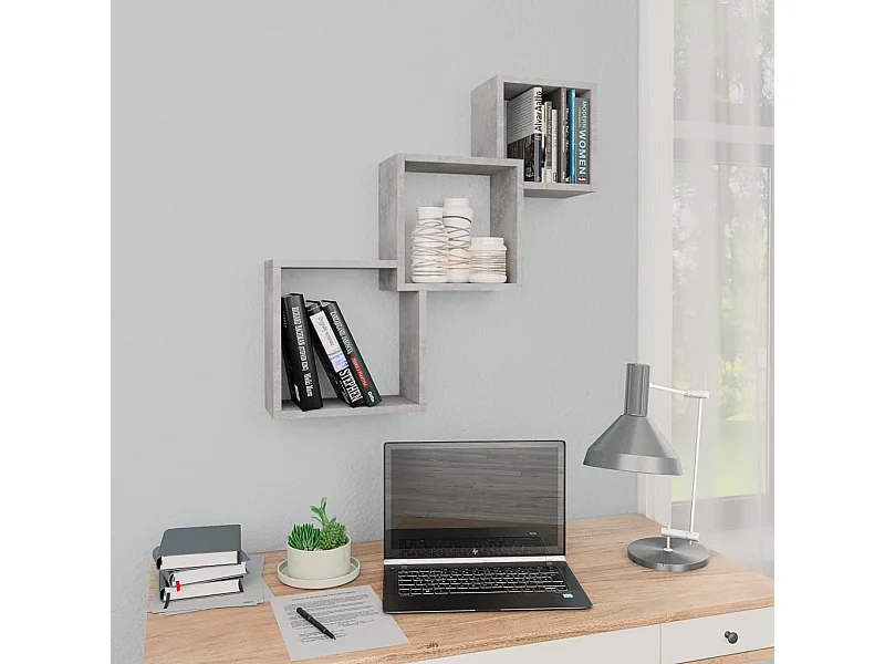 Betongraue kubische Wandregale 68x15x68cm Holzwerkstoff
