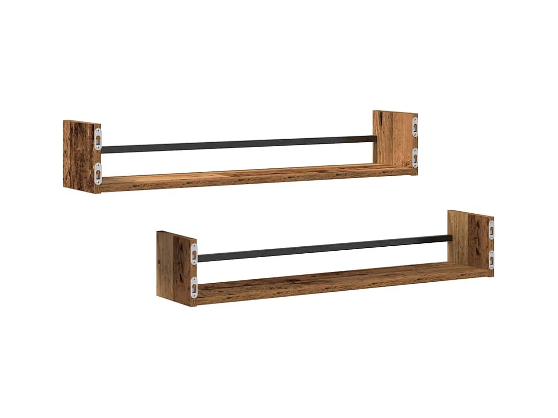 Mensole da parete 2 pz Legno vecchio 80x16x14 cm Legno ricostituito