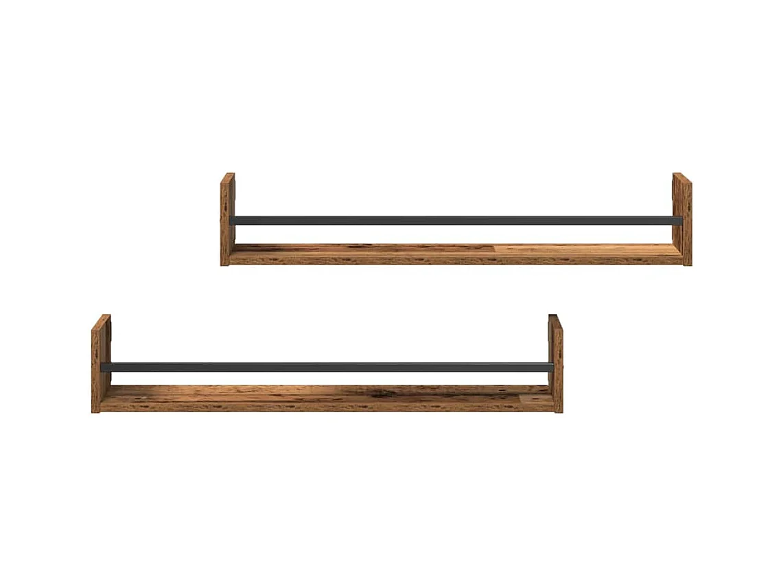 Mensole da parete 2 pz Legno vecchio 80x16x14 cm Legno ricostituito