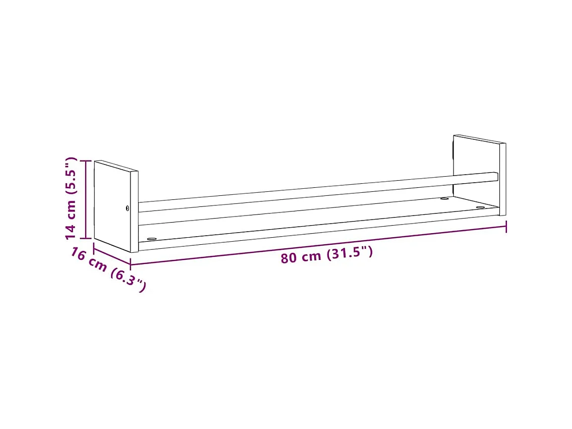 Mensole da parete 2 pz Legno vecchio 80x16x14 cm Legno ricostituito