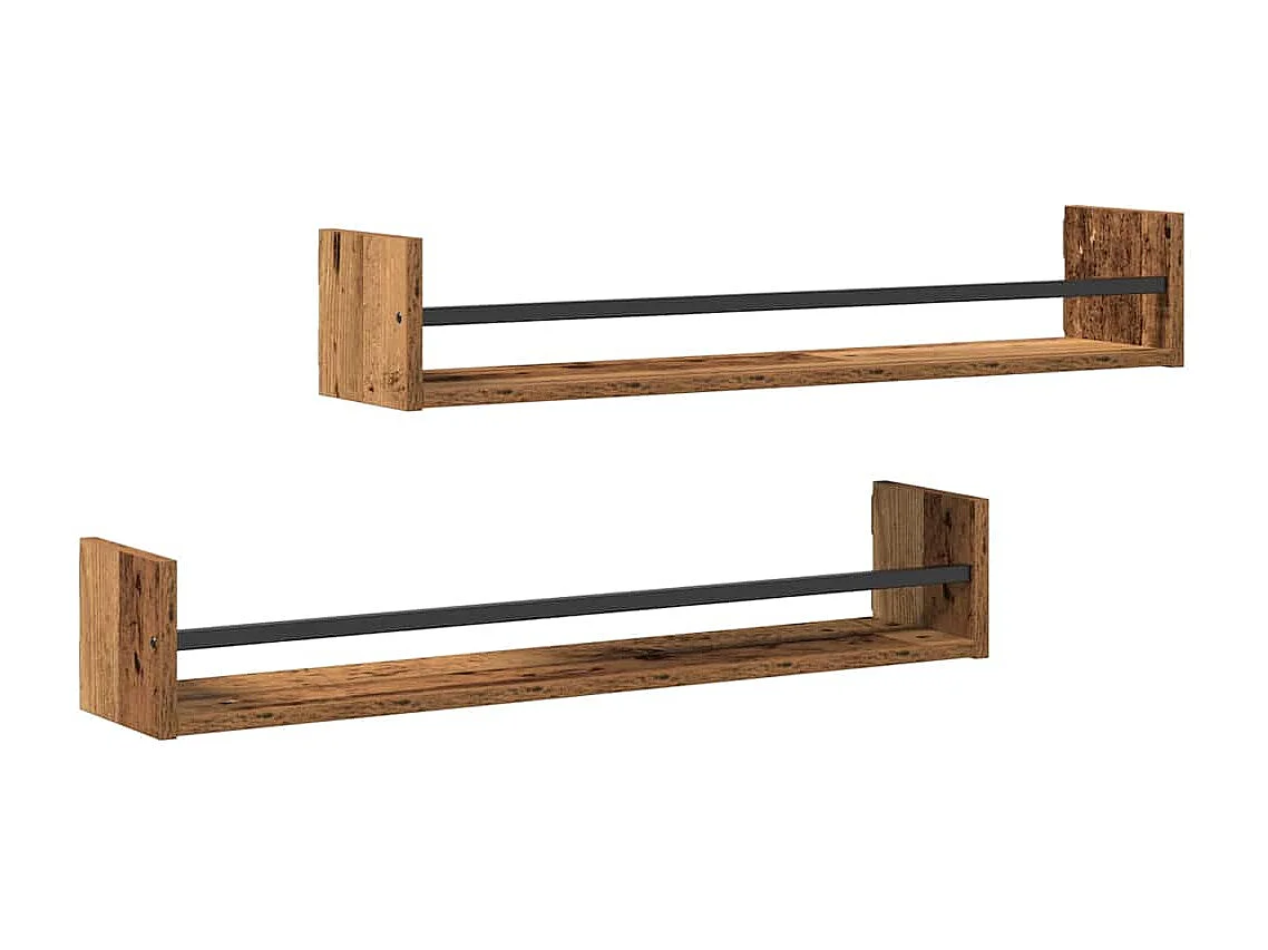 Étagères murales 2 pcs Bois ancien 80x16x14 cm Bois reconstitué
