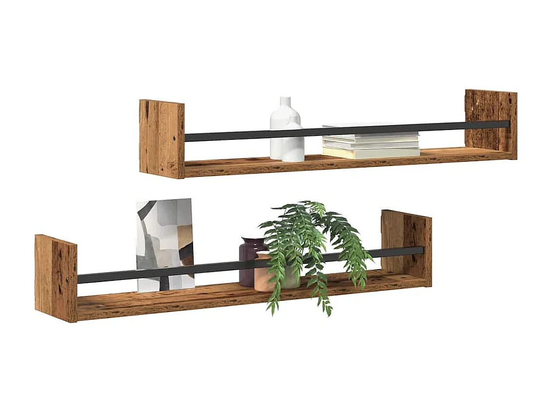 Étagères murales 2 pcs Bois ancien 80x16x14 cm Bois reconstitué