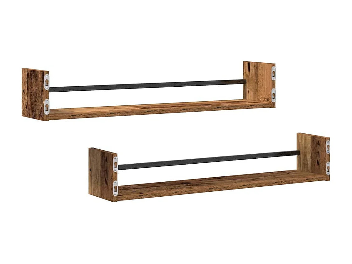 Étagères murales 2 pcs Bois ancien 80x16x14 cm Bois reconstitué