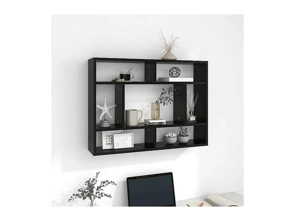 Mensola da parete nera 75x16x55 cm in legno ingegnerizzato