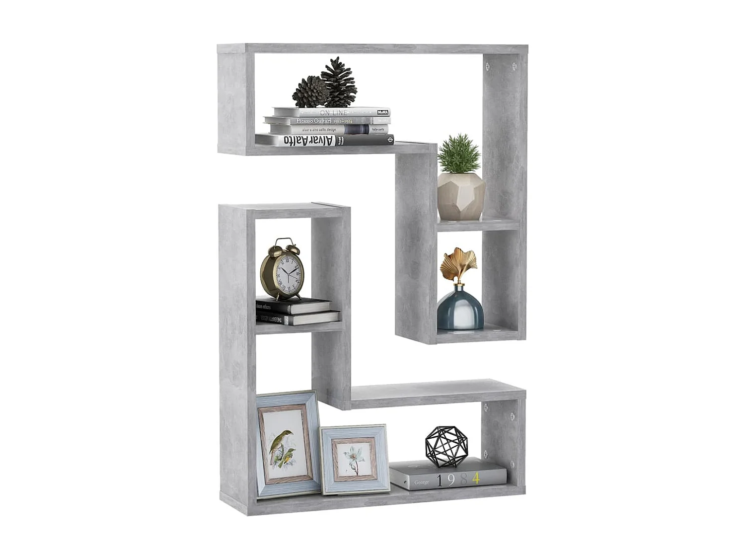 Étagères murales 2 pcs gris béton 50x15x50 cm bois d'ingénierie