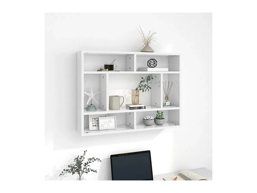 Mensola da parete Bianco lucido 75x16x55 cm Legno composito