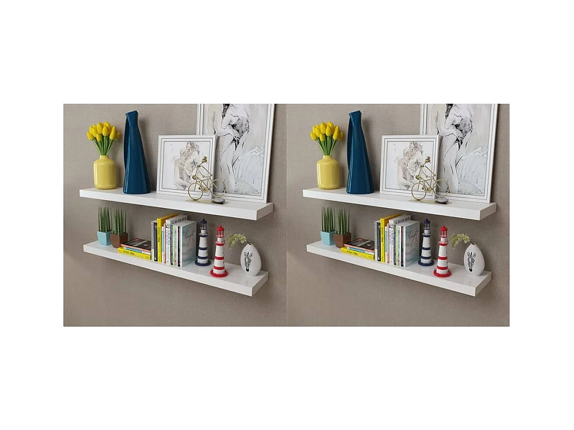 Mensole da parete 4 pezzi Bianco 100 cm