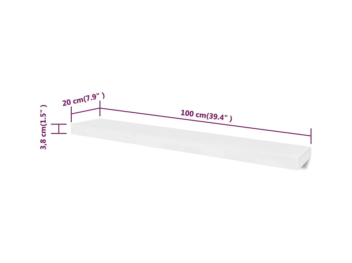 Mensole da parete 4 pezzi Bianco 100 cm