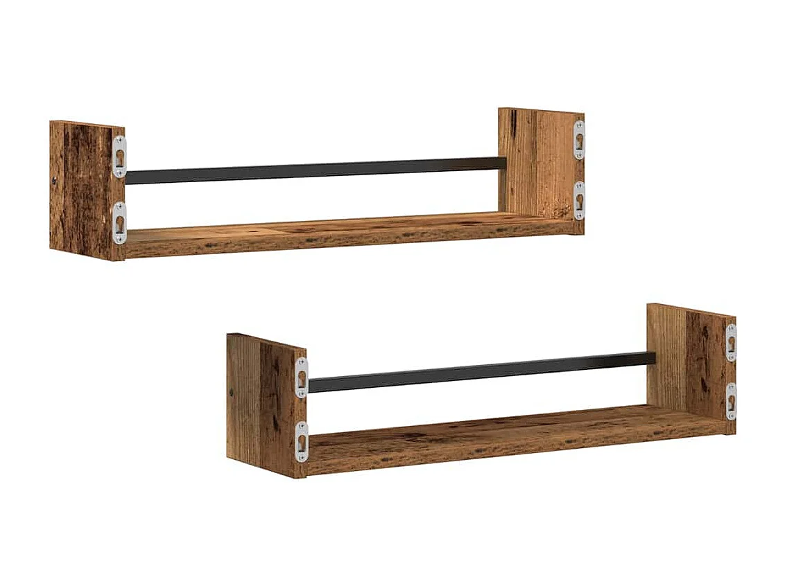 2-delige wandplanken Antiek hout 60x16x14 cm Gereconstrueerd hout