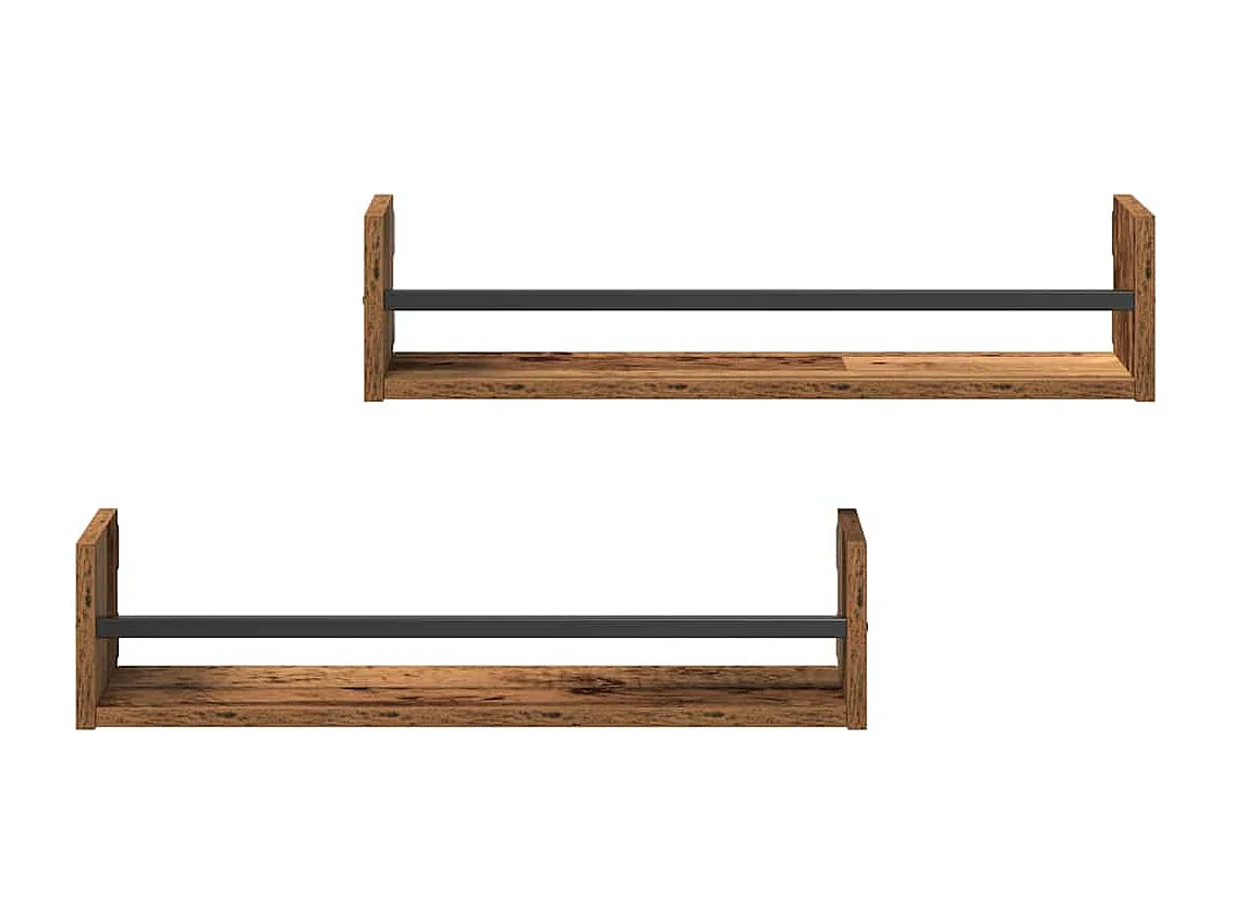 2-delige wandplanken Antiek hout 60x16x14 cm Gereconstrueerd hout